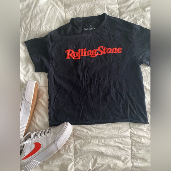 Rolling stone cropped T-shirt black and red - Picture 5 of 5